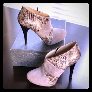 Via Spiga Grey Suede Stiletto Booties